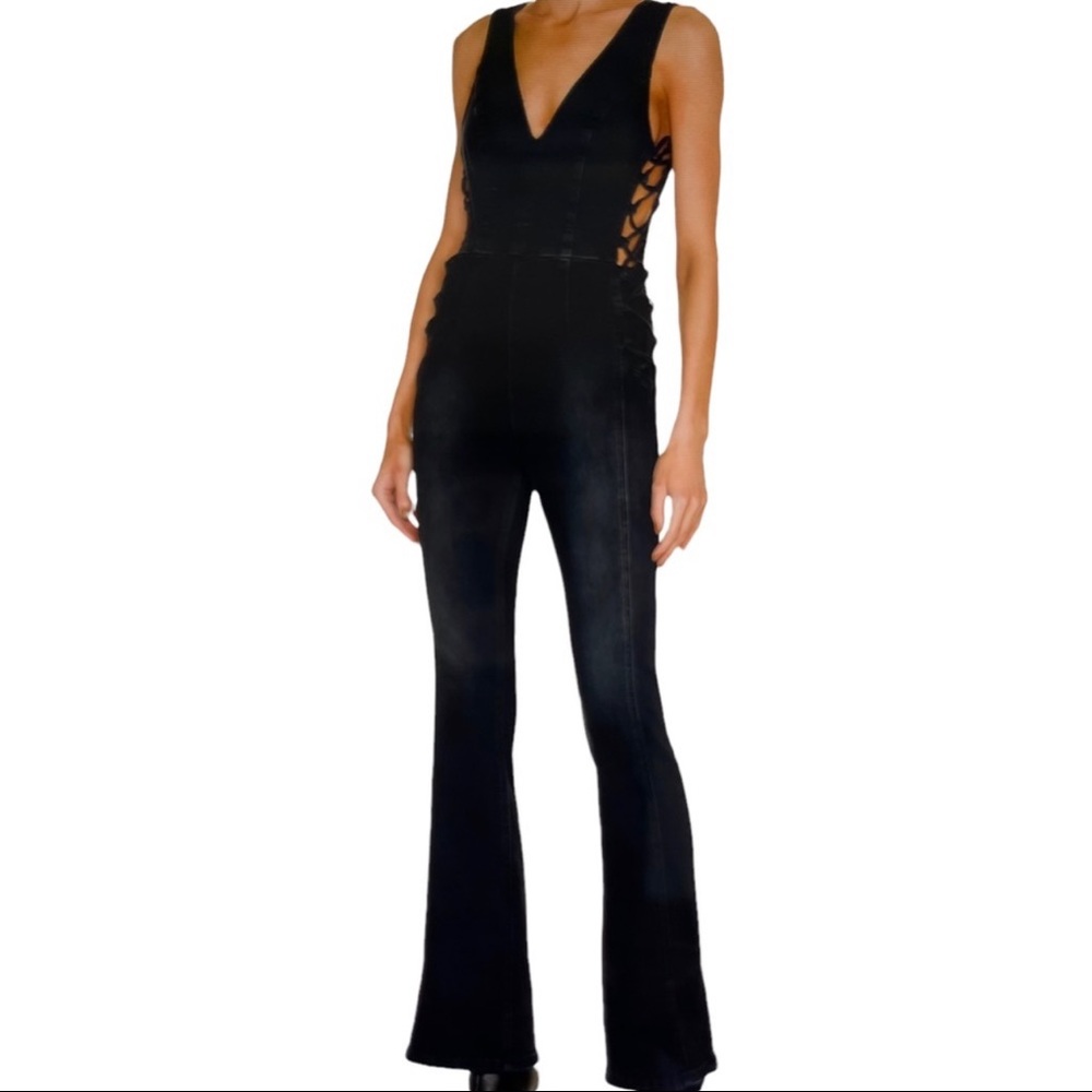 Free People Black Sleeveless Jumpsuit